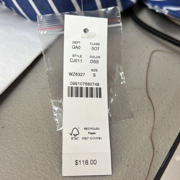 J. Crew CJ011 Blue and white Ciel top in striped cotton poplin NWT missing belt - Picture 6 of 11